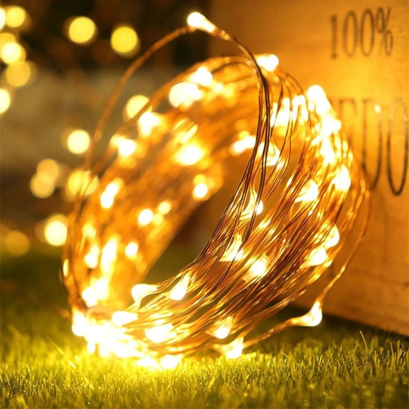 LED solar copper wire light flashing light courtyard outdoor waterproof hanging tree decorative light festival garden balcony atmosphere light