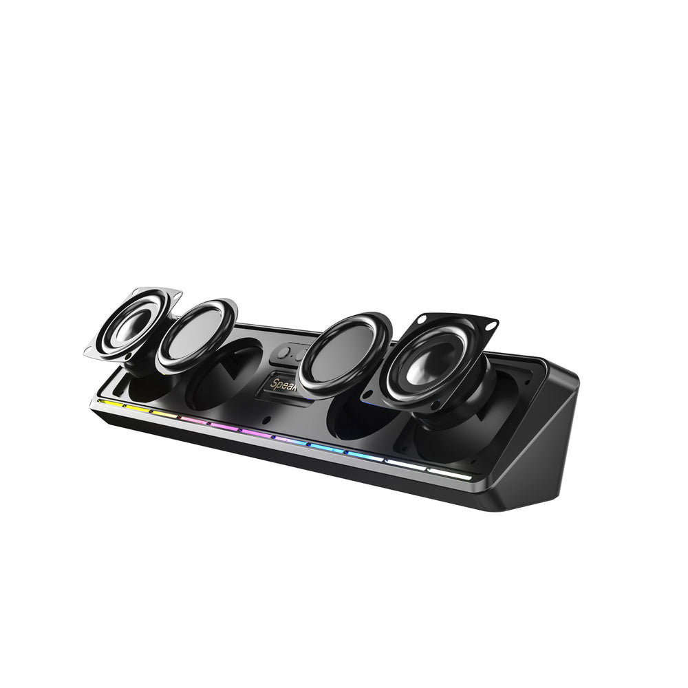 Rgb wireless bluetooth speaker - big sound, deep bass, card slot, multifunctional desktop bluetooth audio system with radio - e3571