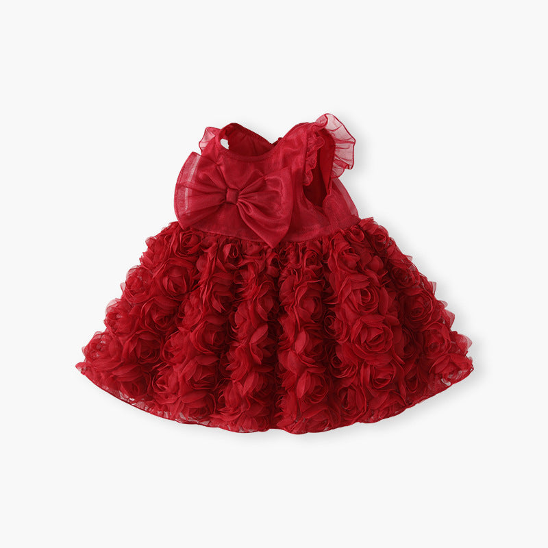 Girls' summer  new collection: baby fashion dress, kids' sweet floral princess dress, toddler formal gown, first birthday outfit