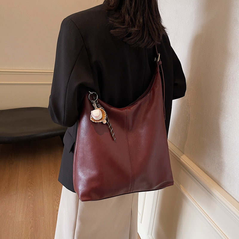 Casual commuting retro large-capacity bag women's 2025 new winter and winter shoulder bag college students class tote bag