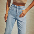European and american stretch jeans for women,  new arrival, hot selling fashionable streetwear style, rolled hem straight leg washed denim jeans