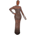 supply custom high-end rhinestone mesh elastic european and american african sexy slim dress in stock