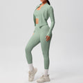 fashionpure color double-sided brushed tight sports yoga clothes three-piece set running fitness yoga clothes suit for women