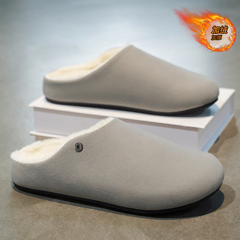 Men's cotton slippers - winter 2025 new collection: thick-soled, non-slip, wear-resistant, fleece-lined, warm, slip-on half slippers