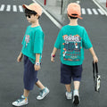 Boys' short-sleeve outfit set - summer collection,  new arrival - stylish korean fashion for mid-to-large children, trendy activewear & casual wear