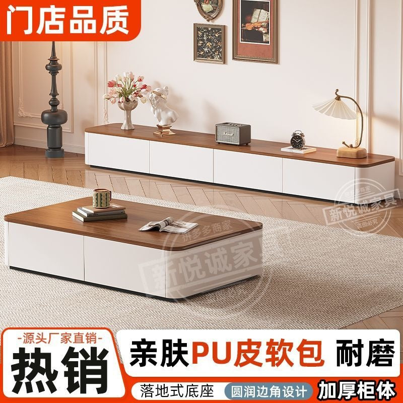 Tv cabinet living room for homenew arrival walnut medievalaccessible luxury small apartment floor-standing coffee table tv cabinet combination