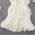 Atmosphere elegant french suspender dress for women  spring clothing sense of designcontrast colorpatchworkhigh waist holiday long skirt