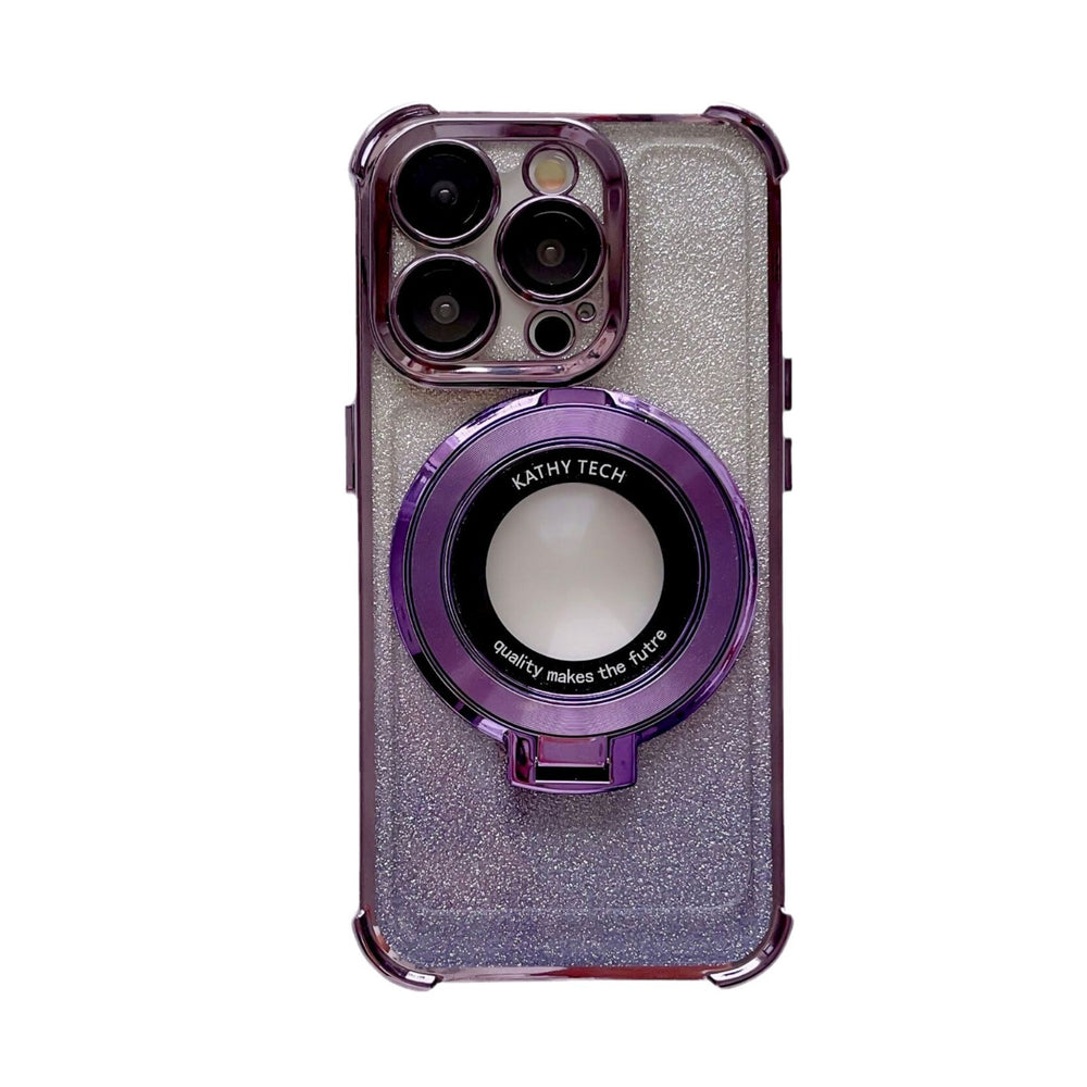 Suitable for iphone17pro electroplated four-corner lens film mobile phone case apple 15 glitter magnetic holder protective cover