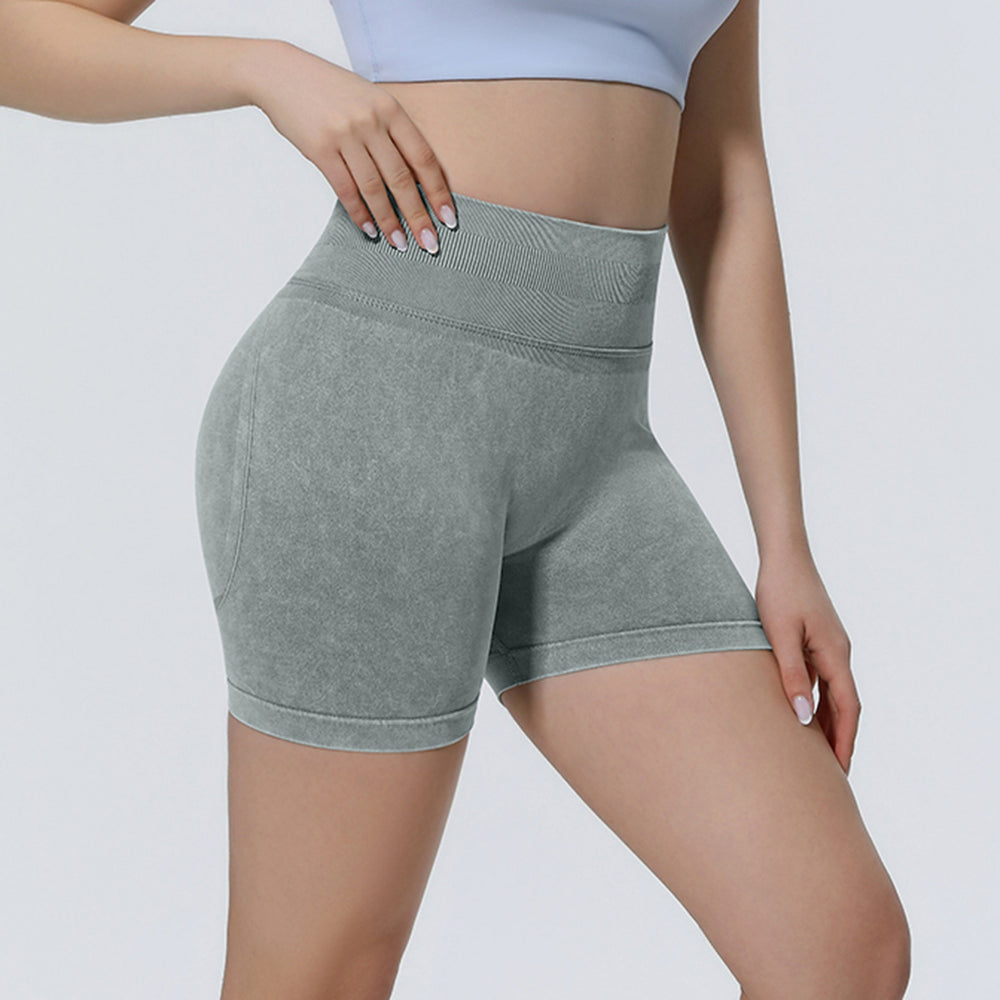 New seamless sand wash yoga shorts - high waist, butt-lifting, compression workout shorts for women - perfect for outdoor running, training, and fitness