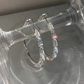 Sweet and cool girl~luxury zircon hoop earrings-a1448 silver