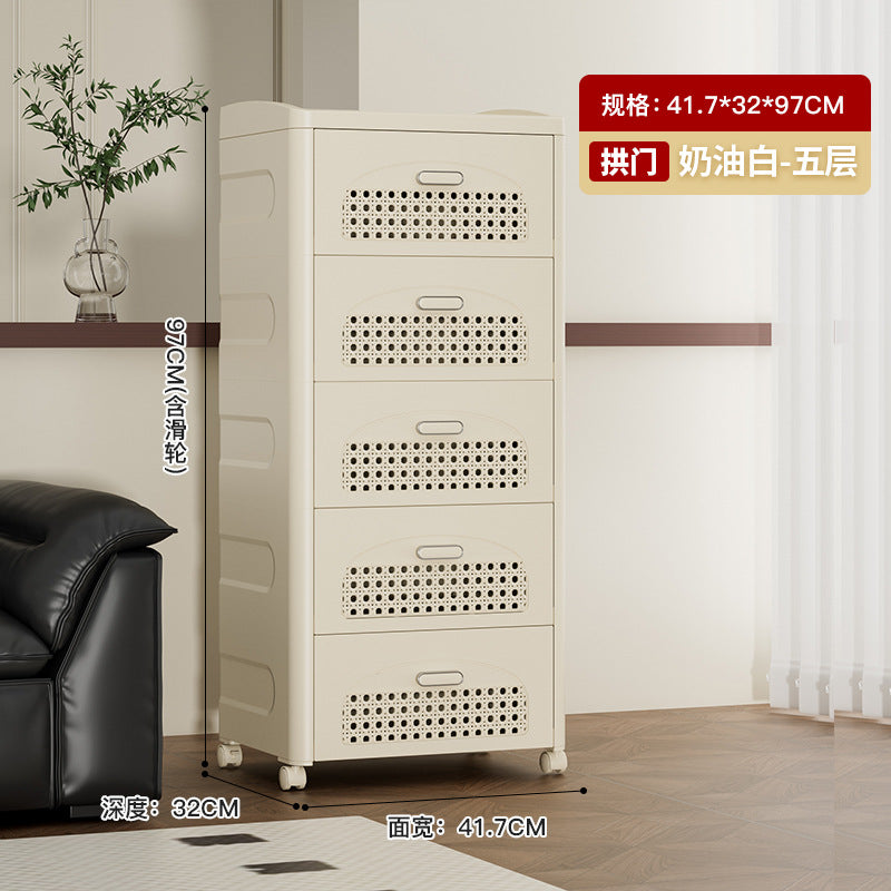 Household trolley foldable storage rack multi-functional finishing box living room bedroom dustproof thickened snack storage cabinet