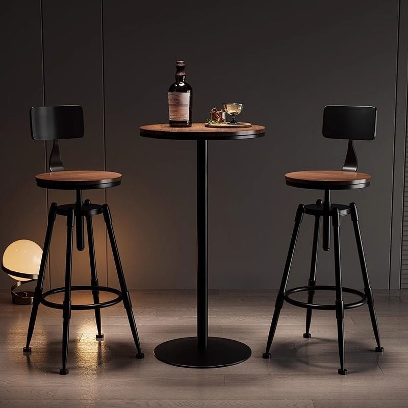 Iron bar chair table combination creative high stool one table two chairs restaurant casual back chair bar table no