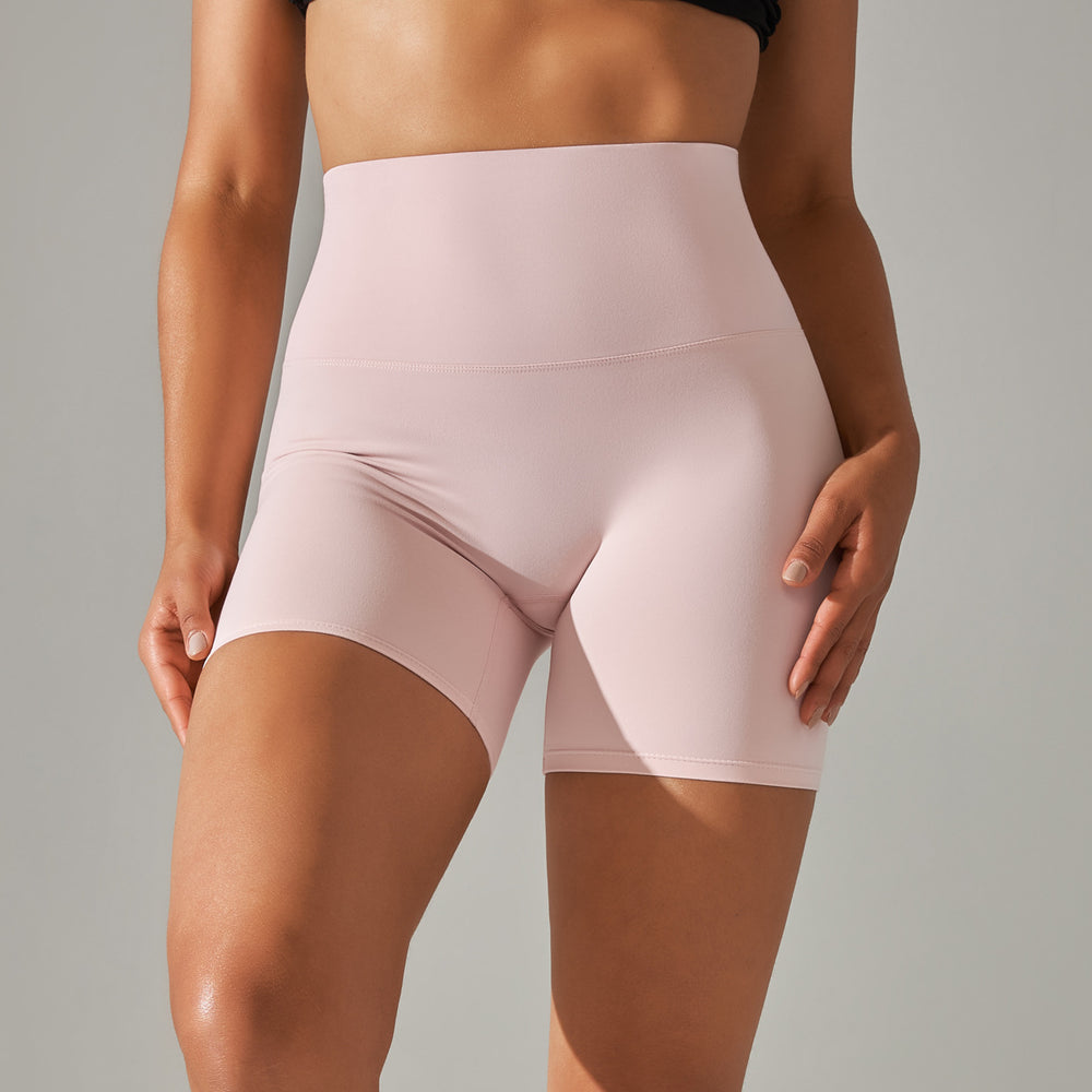 New arrival no awkward line nude high waist yoga pants women's double-sided brushed peach butt tight sports three-quarter pants