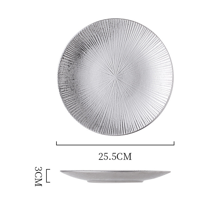 Insaccessible luxury ceramic western dinner plate retro ceramic restaurant for home shallow plate japanese ceramic good-looking dish plate