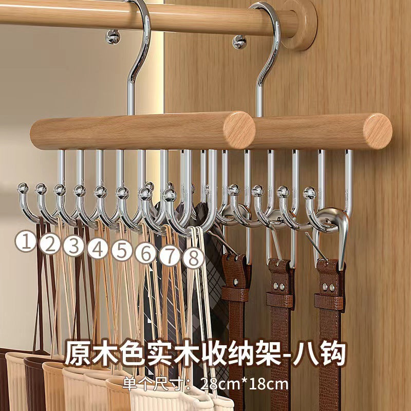 Solid wood clothes hanger intimates vest wooden storage rack tie hanging multi-function hook clothing store clothes drying rack wholesale