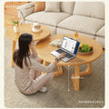 Japanese style solid wood living room coffee table small apartment insfor home log style round side table casual dining tea table
