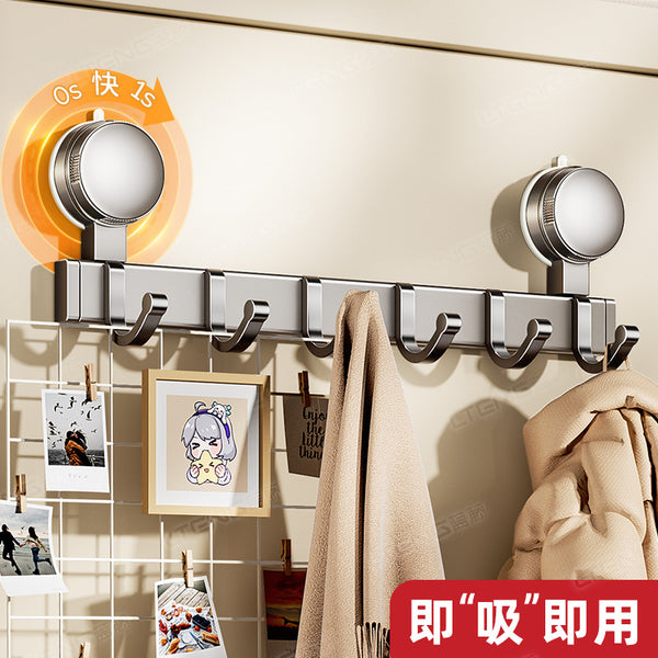 Strong vacuum suction cup, hook rack, no punching, strong load-bearing door, rear wall-mounted row hook, hanger storage