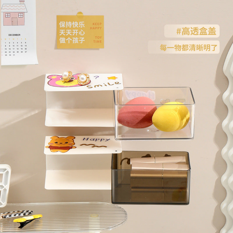 For homewall-mounted dustproof and moisture-proof rotate storage box office dormitory punch-free storage rack for home mirror cabinet storage box