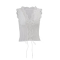 European and american women's clothing  spring new collection: sweet & sexy lace trim tie-up top with bodycon mini skirt set