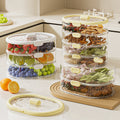 Multi-layered, stackable spice and dry ingredient storage container for home kitchens. keeps contents fresh, airtight, moisture-proof, insect-proof, and prevents flavor mingling. features a portable design