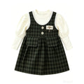 Girls' spring/autumn fashionable dress - new two-piece style, baby/kids plaid warm korean style skirt