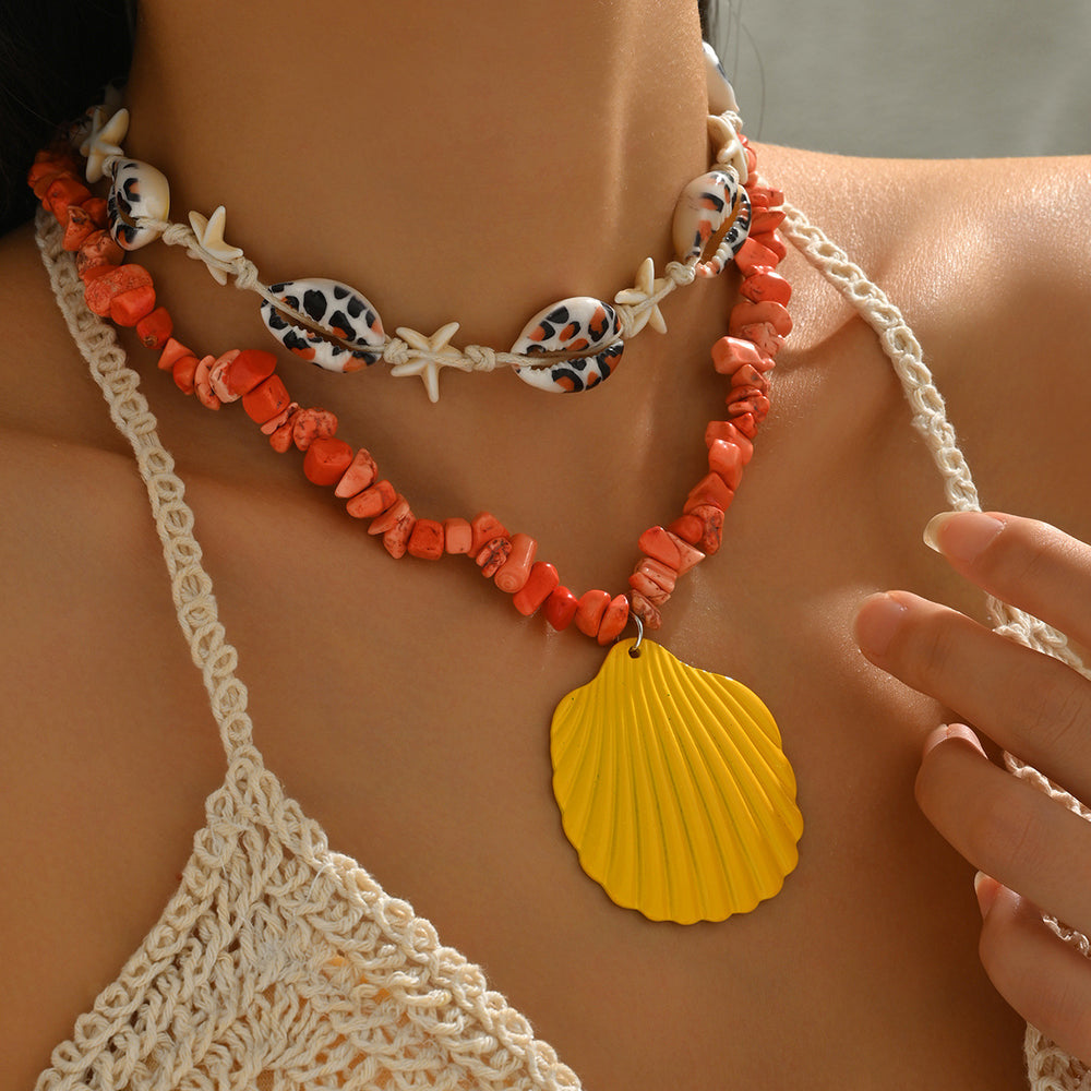 Wholesale seashell necklaces: european and american ocean-inspired jewelry, unique designs, high-end, light luxury pendant accessories, women's chokers