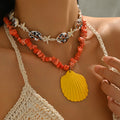 Wholesale seashell necklaces: european and american ocean-inspired jewelry, unique designs, high-end, light luxury pendant accessories, women's chokers