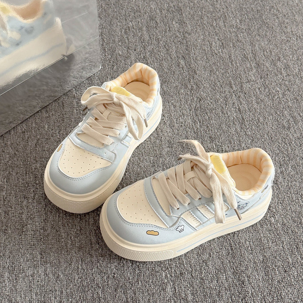 Thick solewhite shoes women's 2026springnew arrival women's shoes easiest for match student casual sneakers petites heightened bread shoes