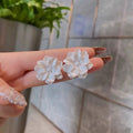 Spring break style white floral earrings - unique dopamine studs, niche design, versatile earrings