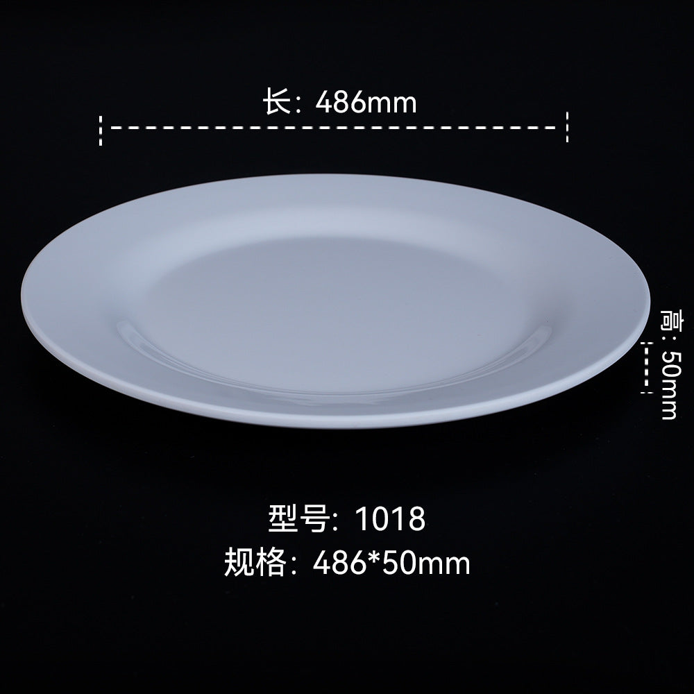 Melamine dinnerware white imitation porcelain premium round plate flat plate plastic dish commercial round plate customization