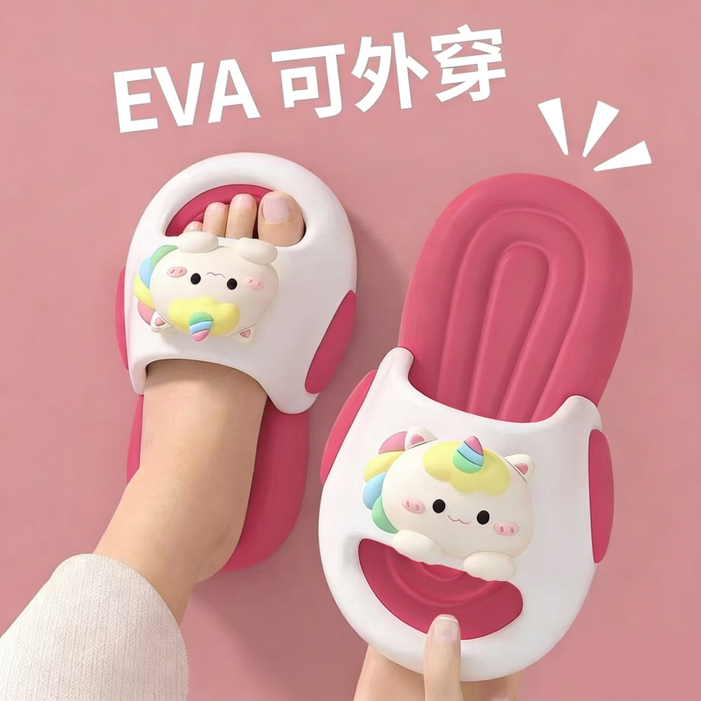 Eva unicorn kids' slippers - princess style, non-slip, breathable, odor-resistant, soft sole, baby outdoor sandals for girls