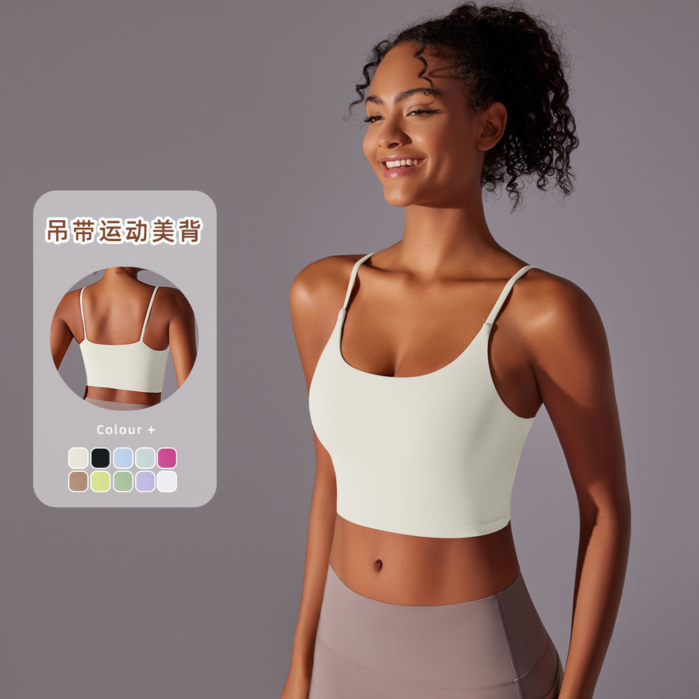new arrival sling beautiful back sports intimates naked tight yoga bra outwear running fitness vest tops