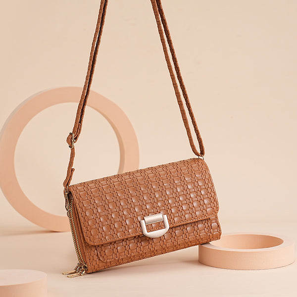 New women's oblique span bag Korean version fashion shoulder bag versatile large-capacity double zipper mobile phone bag  supply
