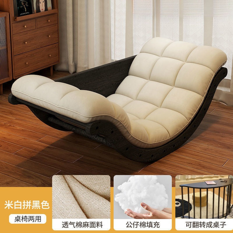 Multifunctional moon rocking chair retro lazy sofa living room balcony for home casual lunch break recliner