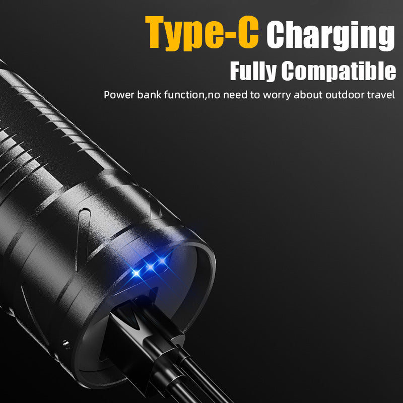 Cross-border long-range laser gun outdoor charging emergency light laser flashlight patrol zoom portable strong light flashlight