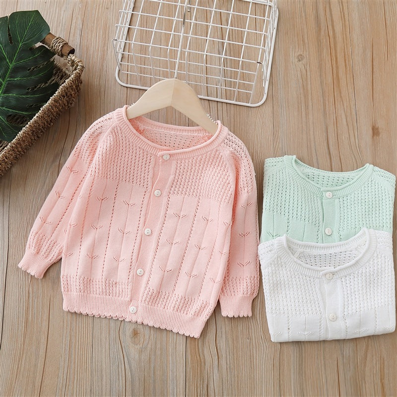 girls' cardigan - lightweight summer knit outerwear for kids - perfect for air conditioning, baby shawl, and sun protection