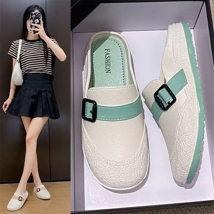 Step on shit feeling soft bottom baotou slippers women's summer outwearfashioneasiest for matchnew arrival crocs women's 2024thick sole sandals women