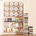 Kitchen door rear storage rack floor-standing punch-free wall-mounted bookshelf iron shelf wall space-saving ultra-thin storage rack