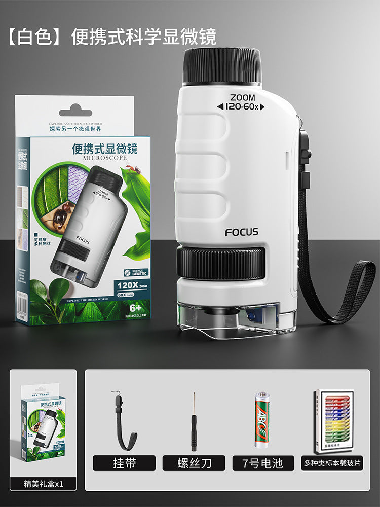 Portable microscope for kids - educational toy with phone clip - perfect for student science experiments, antiques, jewelry appraisal, and miniature observation