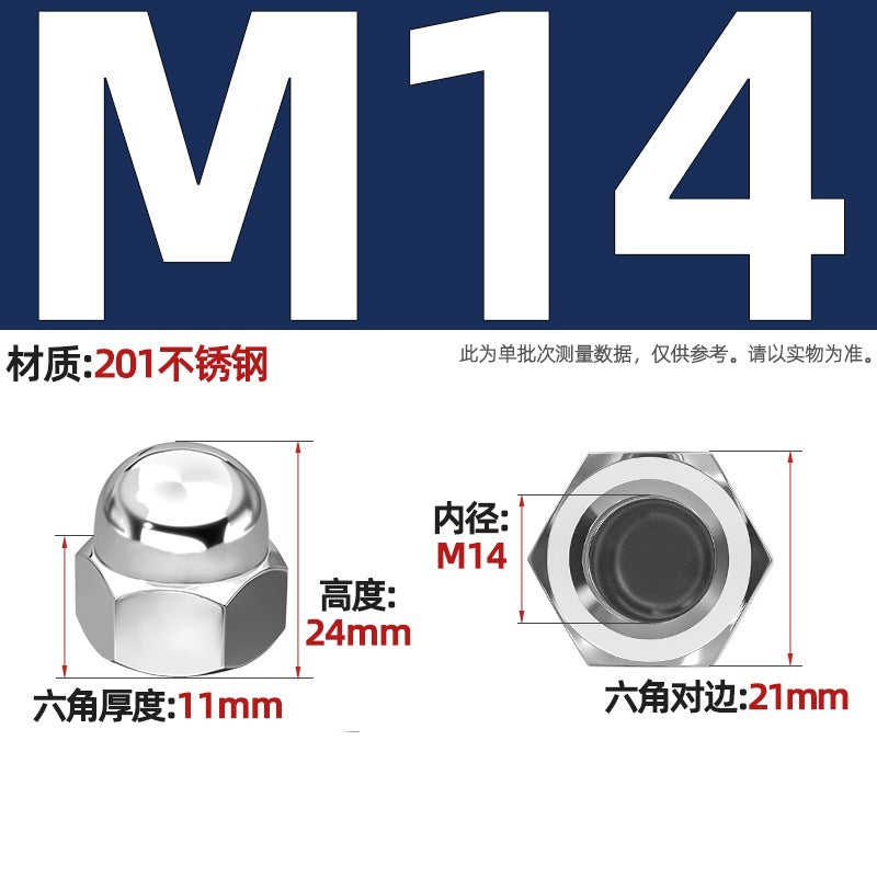 304/201/316 stainless steel round ball head nut cover type decorative screw cap female cap 3M4M5M6M8