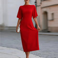 cross-border european and american women's clothing: new summer dresses - fashionable, solid color, slim-fit work dresses for the modern professional
