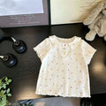 【in stock】girls' short-sleeve summer outfit : korean style, trendy dopamine star tee for little girls