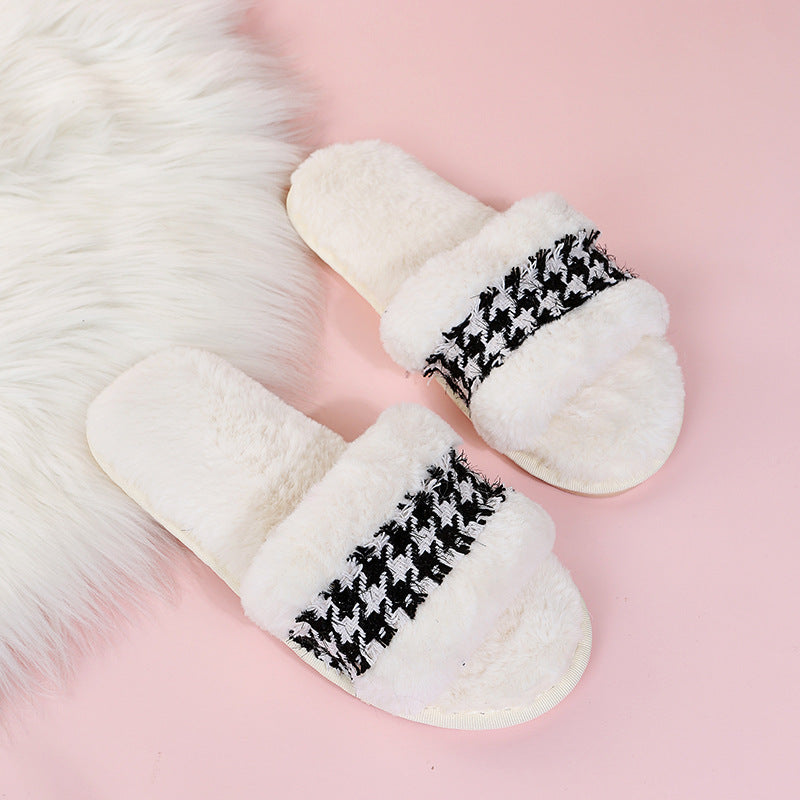 2024 new arrival slippers wholesale winter rabbit fur cotton slippers floor cotton home indoor heattech parent-child confinement slippers