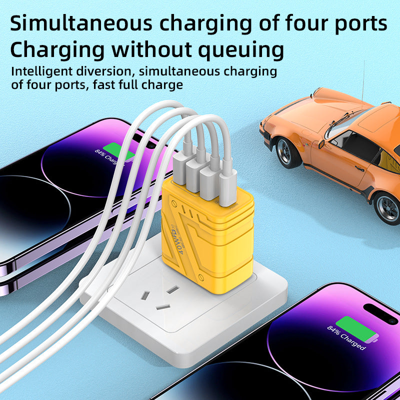 exclusive 3usb+pd mobile phone charger, multi-u port european and american standard british standard four-port fast charging head, new plug