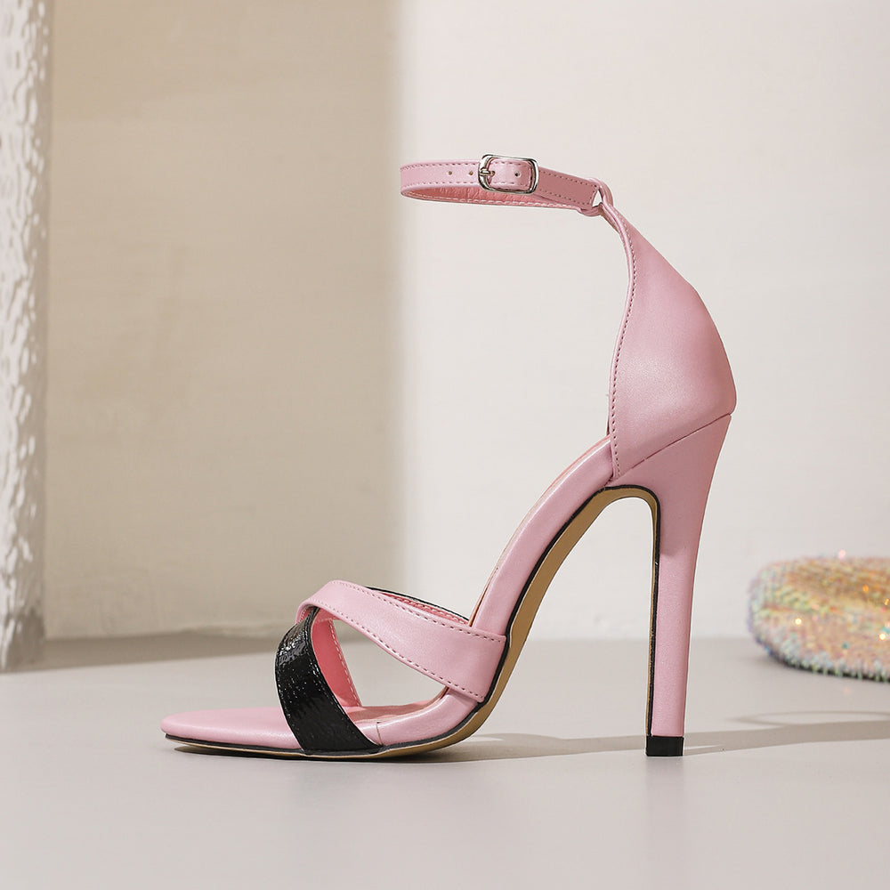 High heels 2026 summer new arrival open toe sexy stiletto sandals women's cross strap color matching elegant women's shoes export