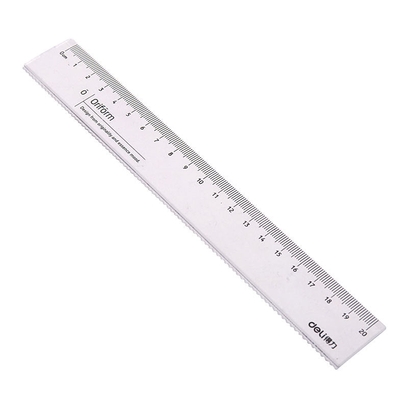 Deli 79752 ruler plastic transparent student transparent ruler drawing ruler 20cm with wavy line