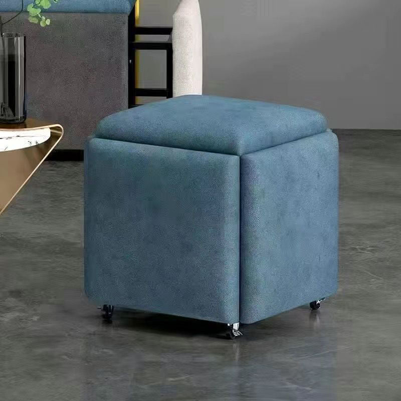 Minimalist modern metal 5-in-1 cube stool: multifunctional storage shoe bench for home and kids