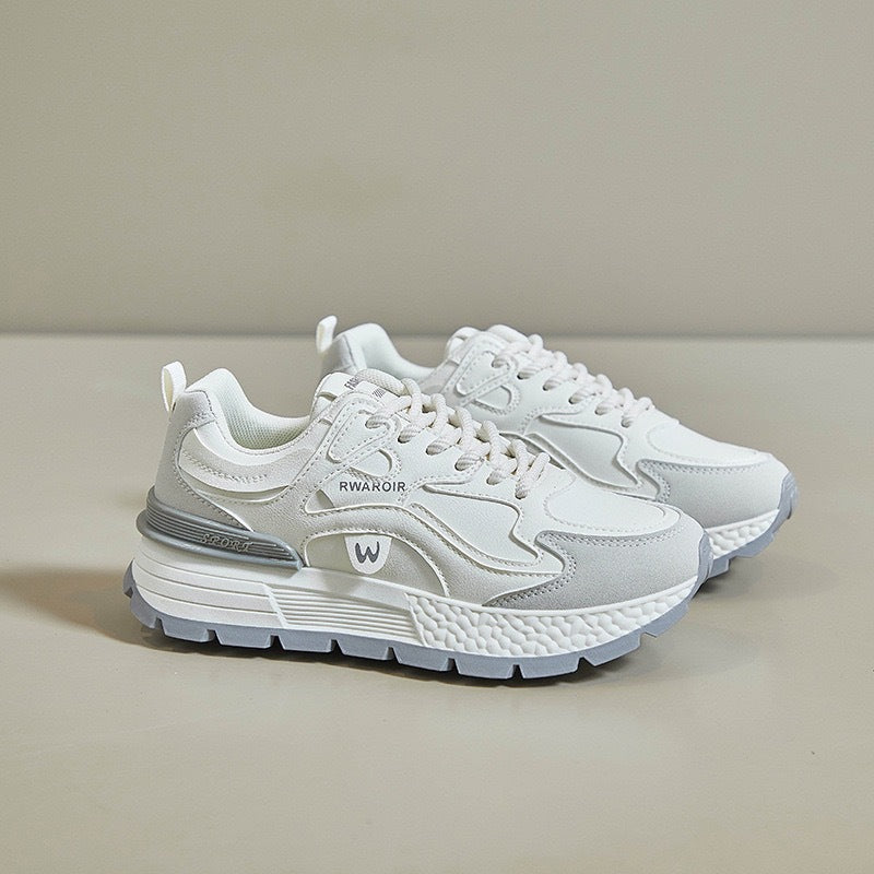 Women's plus size leather sneakers for cross-border e-commerce: new korean style, versatile, flat, non-slip, fashionable casual running shoes
