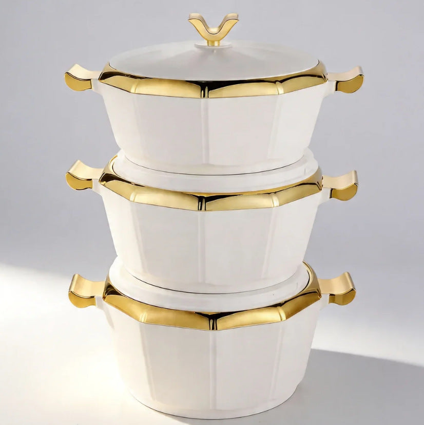 3pcs food warmer new cross-border export octagonal new insulated lunch box 2l-2.5-3l insulated tableware