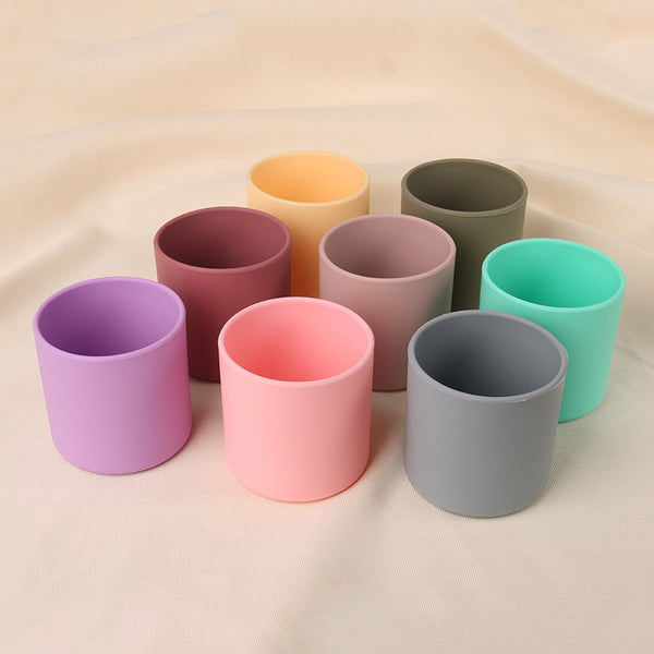 Silicone water cup manufacturer customized baby drinking cup children straight cup baby tableware set cup wholesale